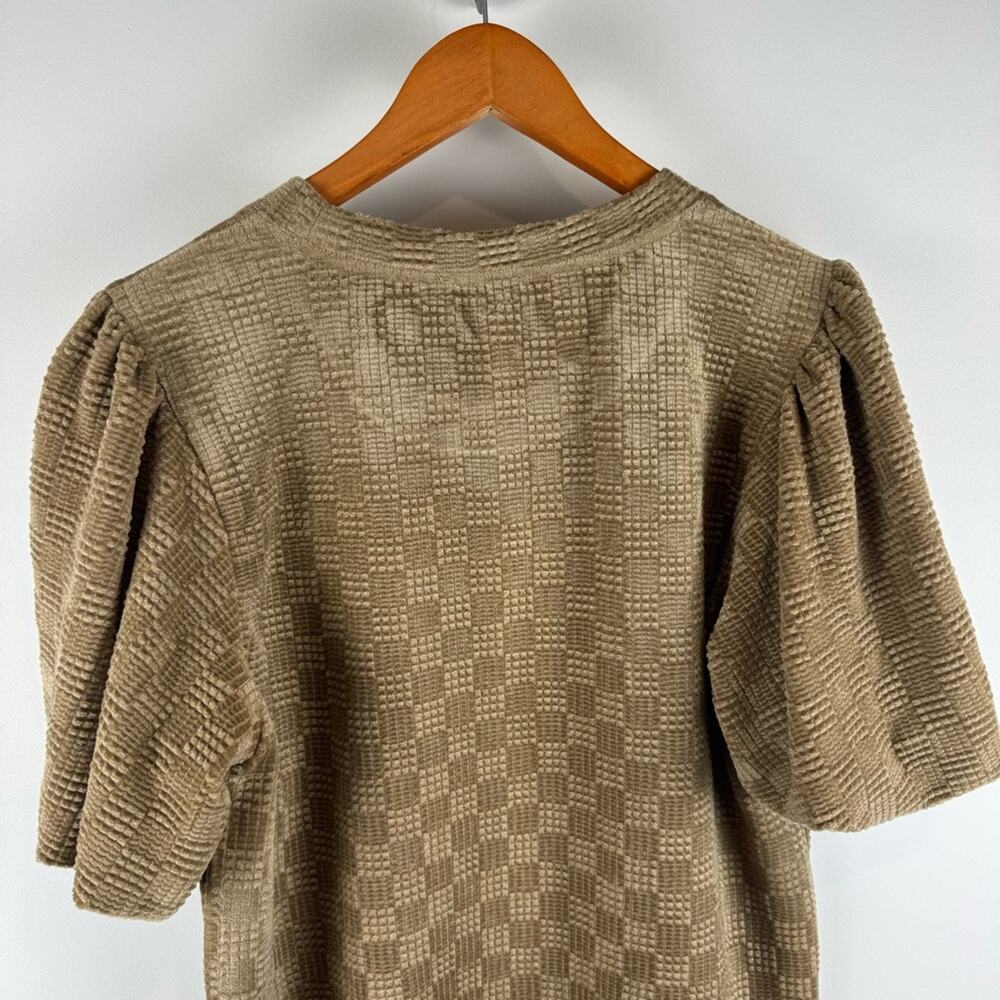 Annie wear Textured Tan Knit Puffed Sleeved Top ~ M - Picture 7 of 13